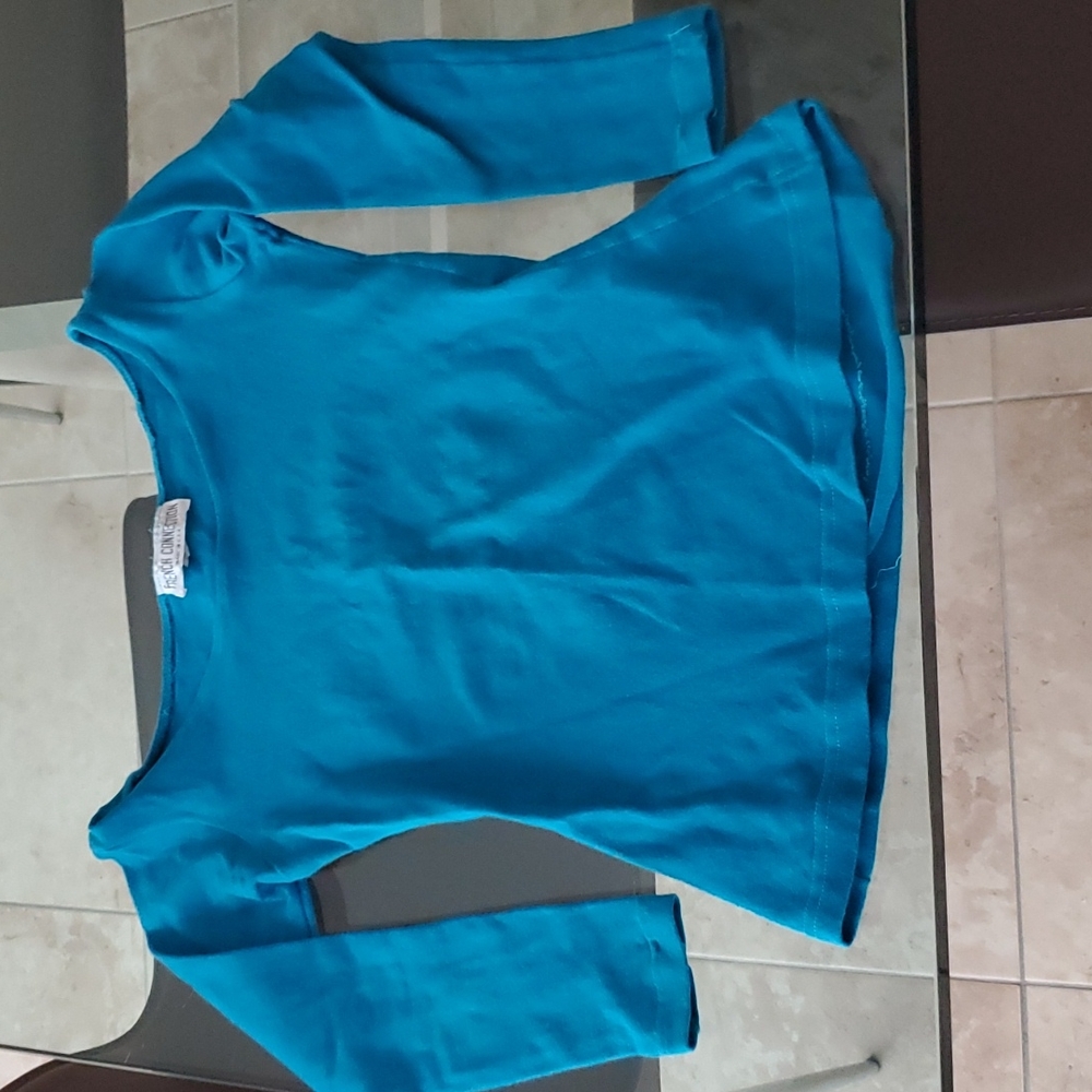 French Connection Cropped Turquoise Stretchy Top - image 1